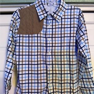 Blue Quail Size 6 Boys Long Sleeve Button Down Shirt Brown Blue Plaid